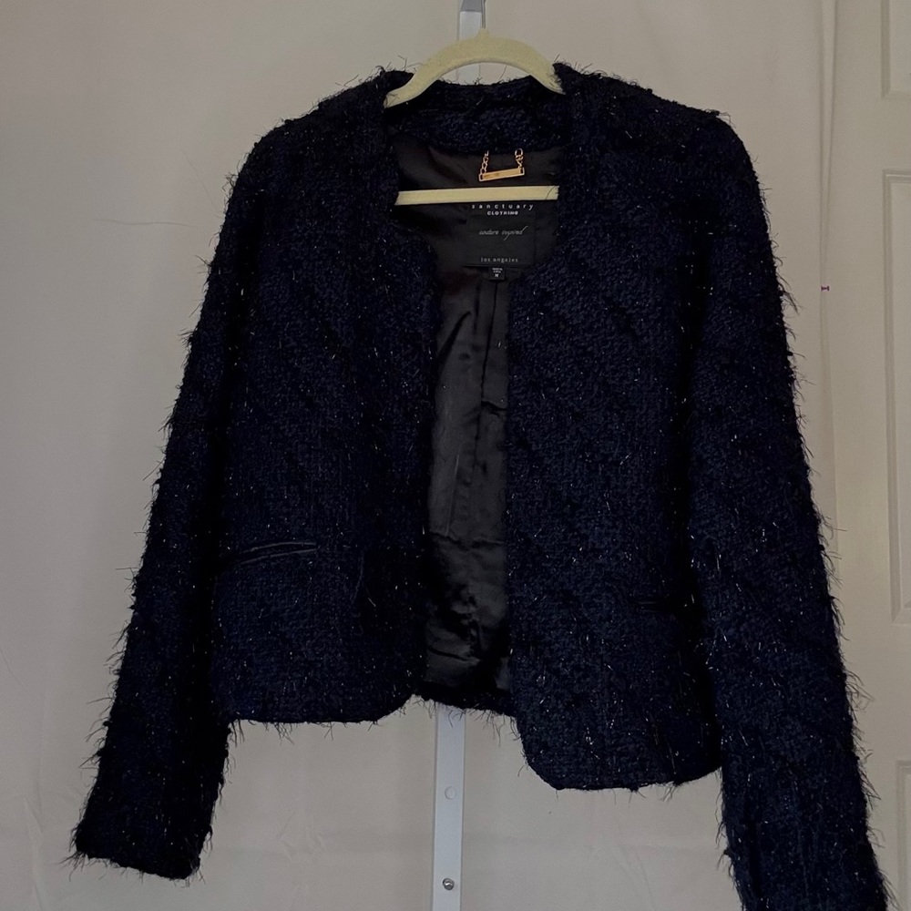 Sanctuary navy short jacket with silver flecks.